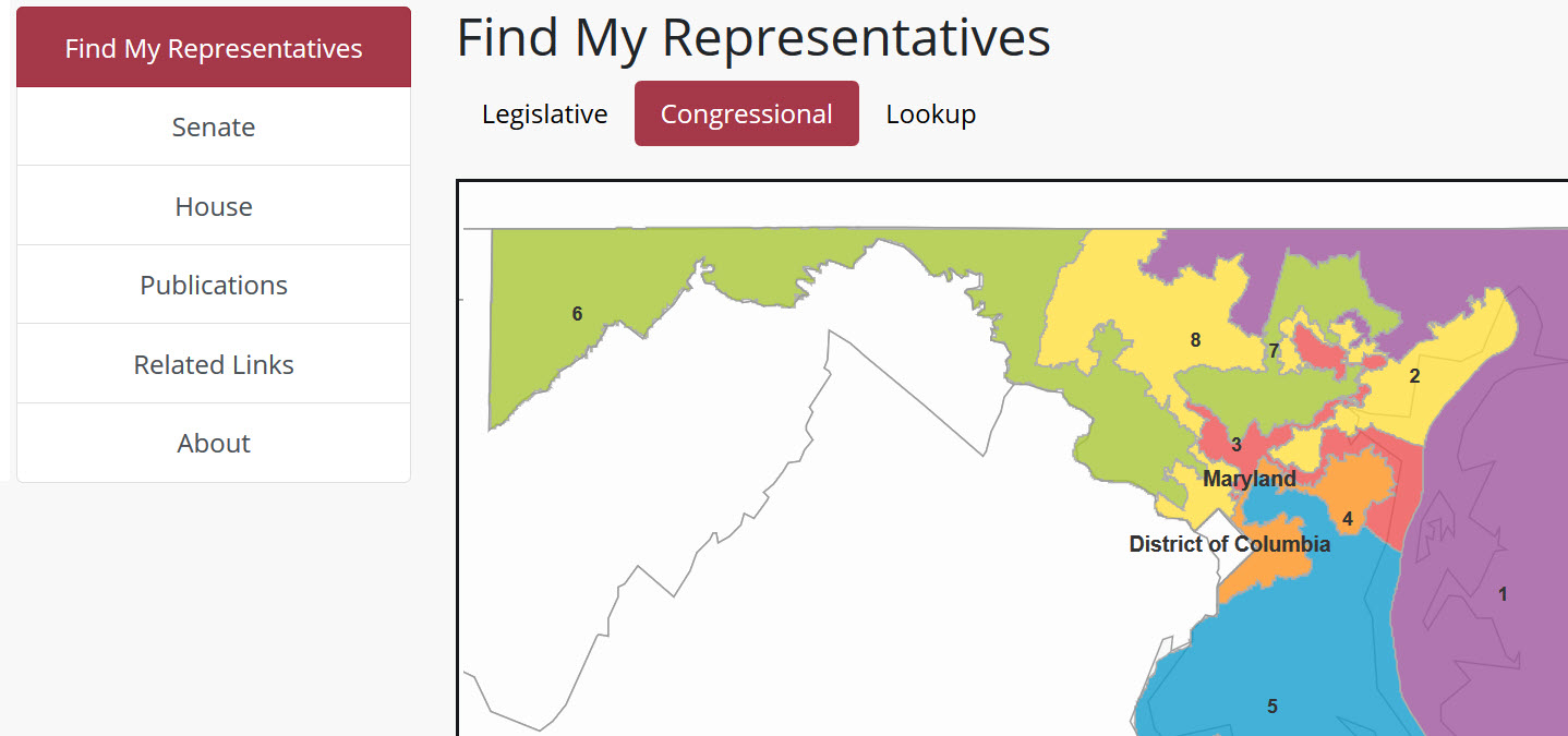 Maryland Representatives lookup tool